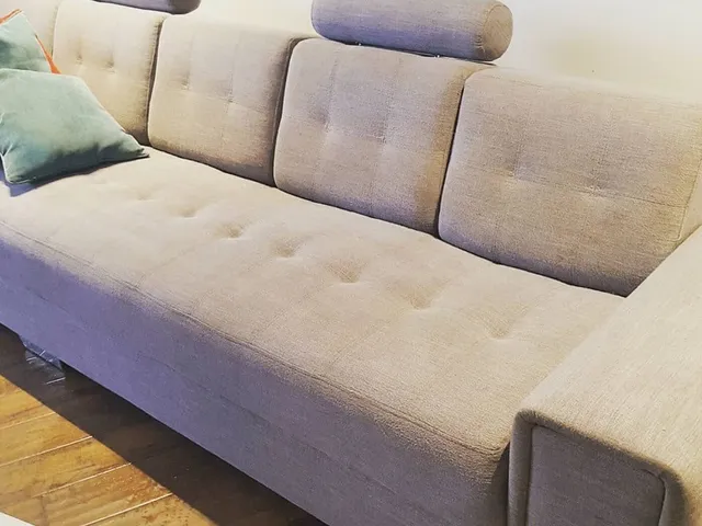Beige fabric sofa - after cleaning