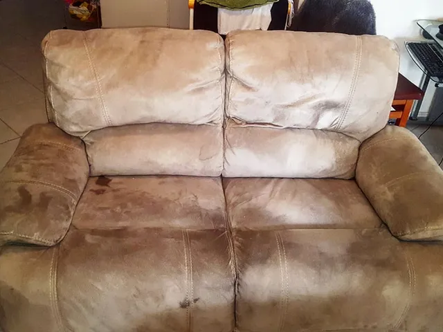 Sofa with stain-repellent treatment - before cleaning
