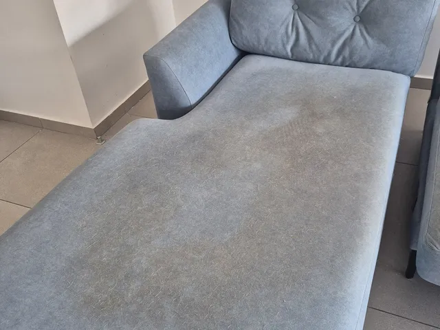 Light-blue corner sofa - before cleaning